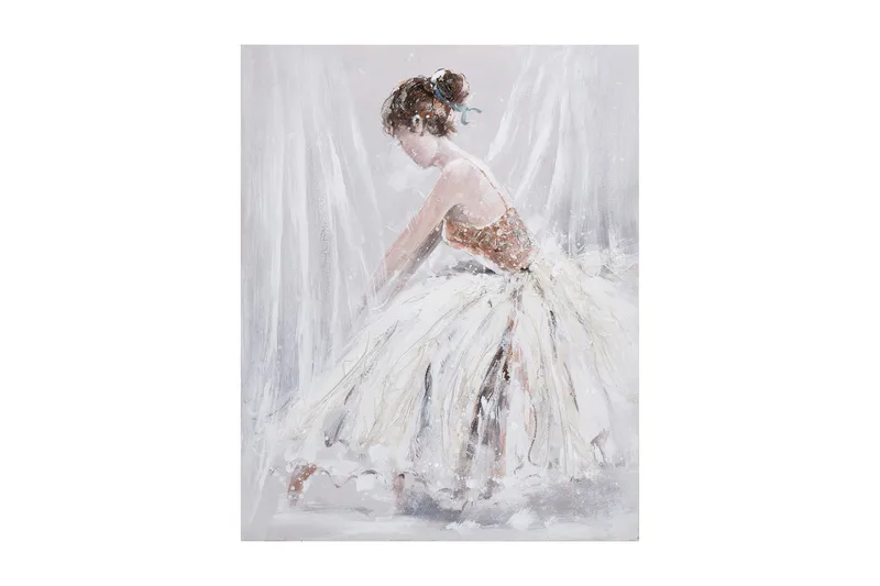 Oljemålning 80x100 cm Dam I Vitt