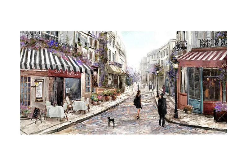 Oljemålning Gatucafé