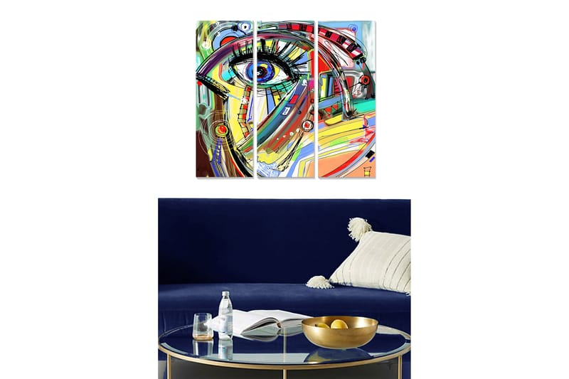 CANVASTAVLA Abstract 3-pack Flerfärgad 20x50 cm - Poster & print