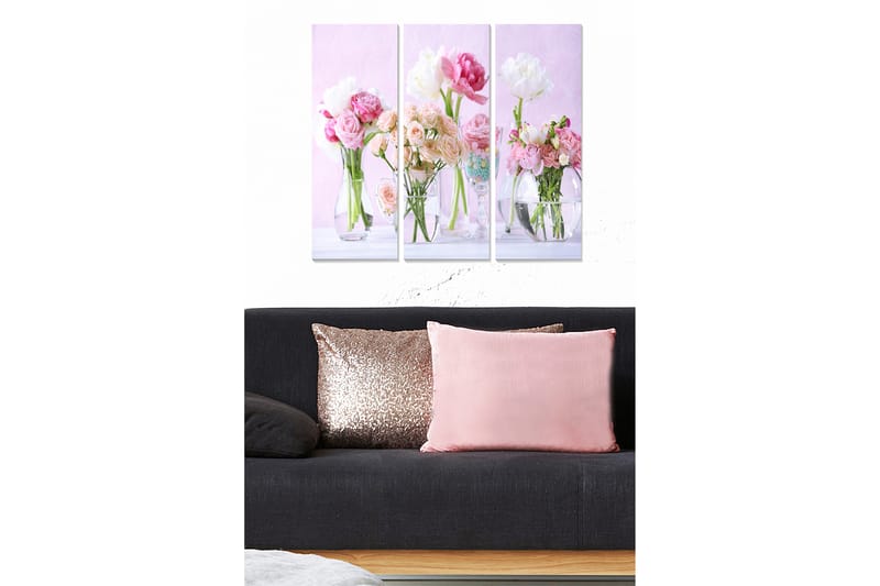 CANVASTAVLA Floral 3-pack Flerfärgad 20x50 cm - Poster & print