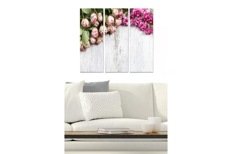CANVASTAVLA Floral 3-pack Flerfärgad 20x50 cm - Poster & print