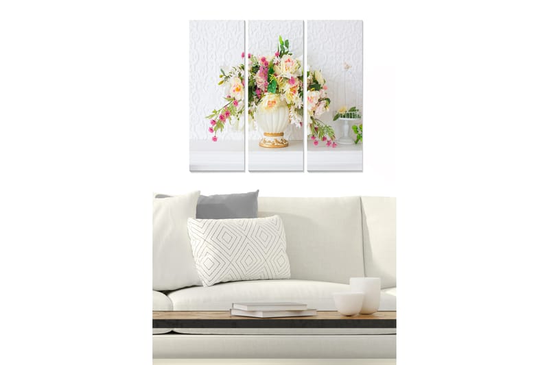 CANVASTAVLA Floral 3-pack Flerfärgad 20x50 cm - Poster & print