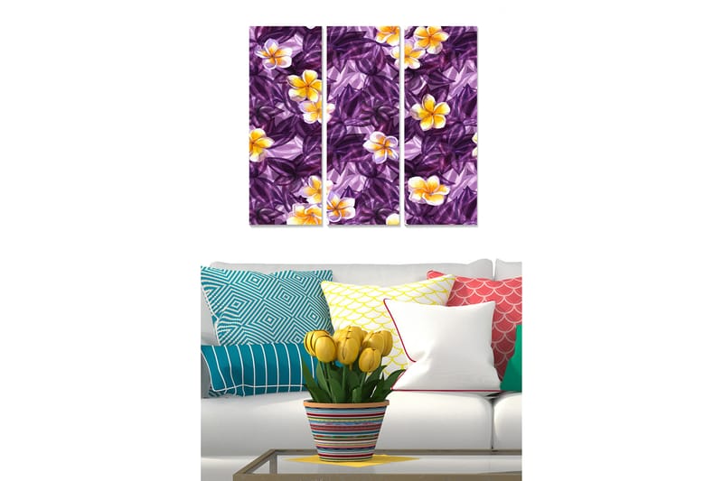 CANVASTAVLA Floral 3-pack Flerfärgad 20x50 cm - Poster & print