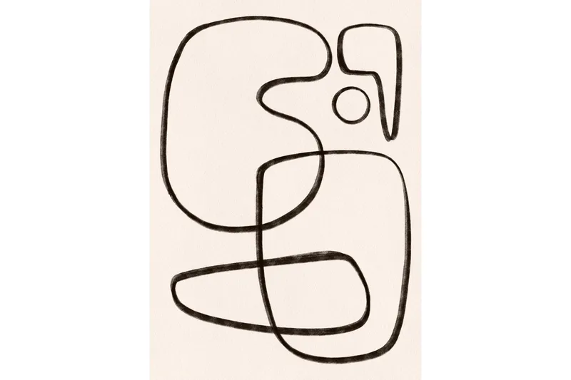 Poster Line art 50x70 cm, Vit/Svart