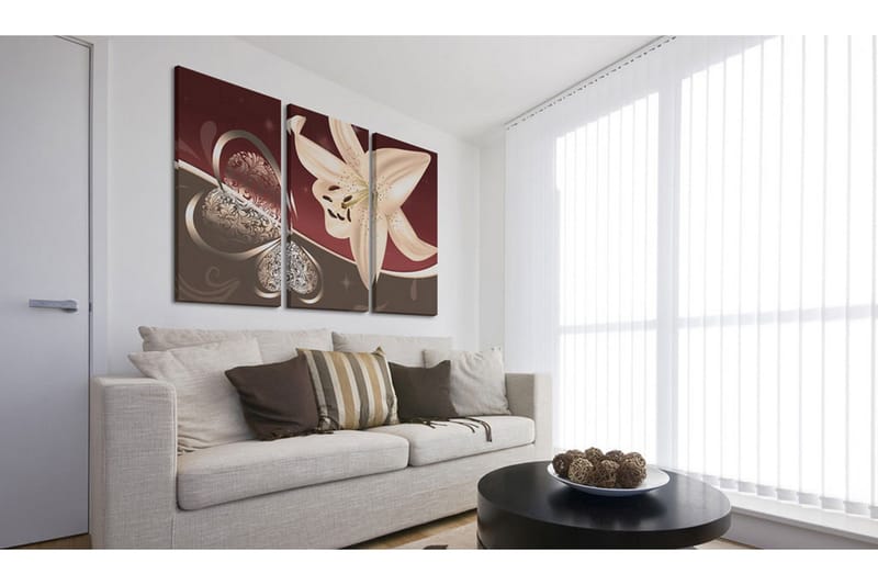 Tavla Abstraction With Lily Triptych 60x40 - Artgeist sp. z o. o. - Inredning & dekor - Tavlor & konst - Canvastavla