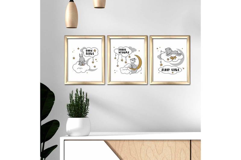 Tavla Animal Med Ram 3-Pack Flerfärgad 23,5X28,5 - 23,5x28,5 cm - Inredning & dekor - Tavlor & konst
