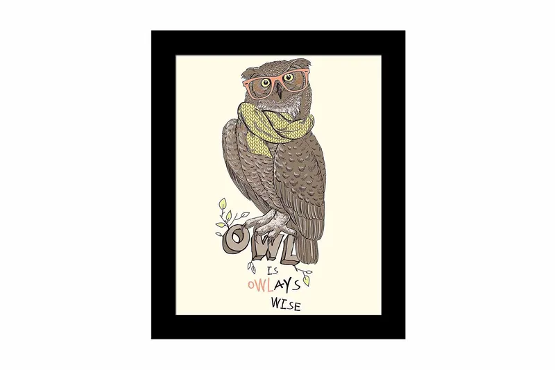 Tavla Animal med Ram Flerfärgad, 23,5x28,5 cm