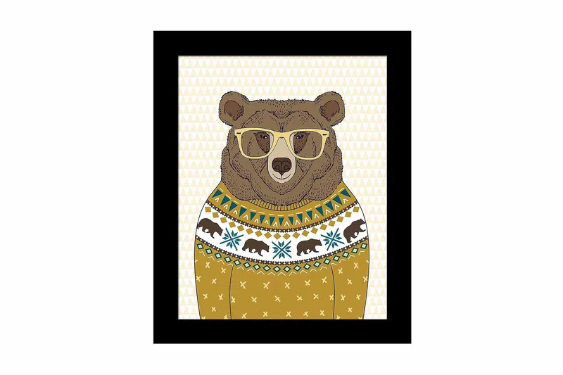 Tavla Animal med Ram Flerfärgad, 23,5x28,5 cm