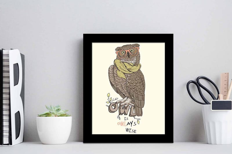 Tavla Animal med Ram Flerfärgad - 23,5x28,5 cm - Inredning & dekor - Tavlor & konst