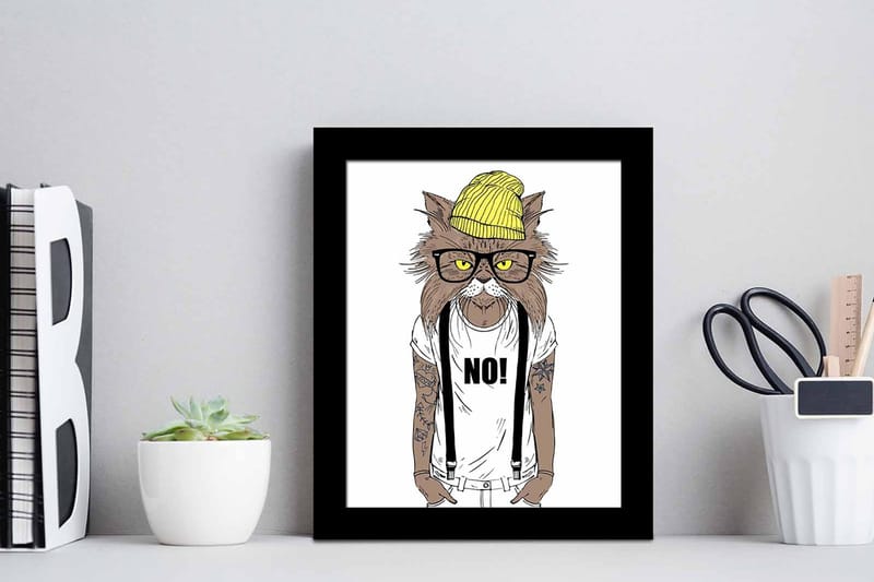 Tavla Animal med Ram Flerfärgad - 23,5x28,5 cm - Inredning & dekor - Tavlor & konst