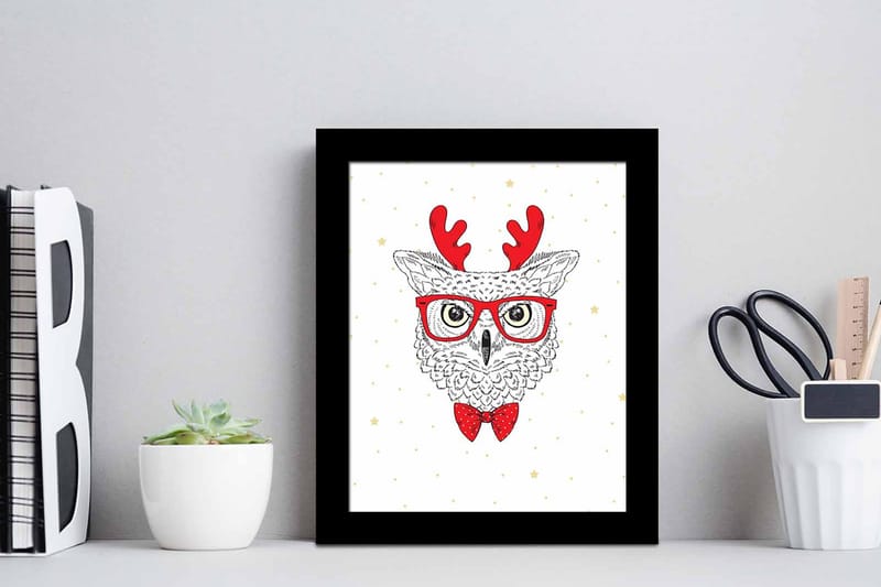 Tavla Animal med Ram Flerfärgad - 23,5x28,5 cm - Inredning & dekor - Tavlor & konst