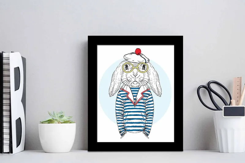 Tavla Animal med Ram Flerfärgad - 23,5x28,5 cm - Inredning & dekor - Tavlor & konst