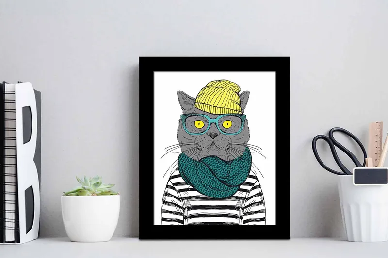 Tavla Animal med Ram Flerfärgad - 23,5x28,5 cm - Inredning & dekor - Tavlor & konst