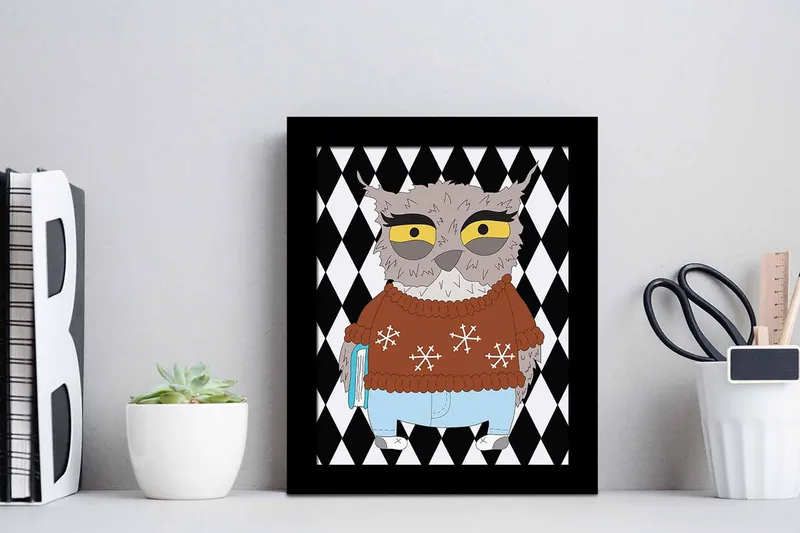 Tavla Animal med Ram Flerfärgad - 23,5x28,5 cm - Inredning & dekor - Tavlor & konst