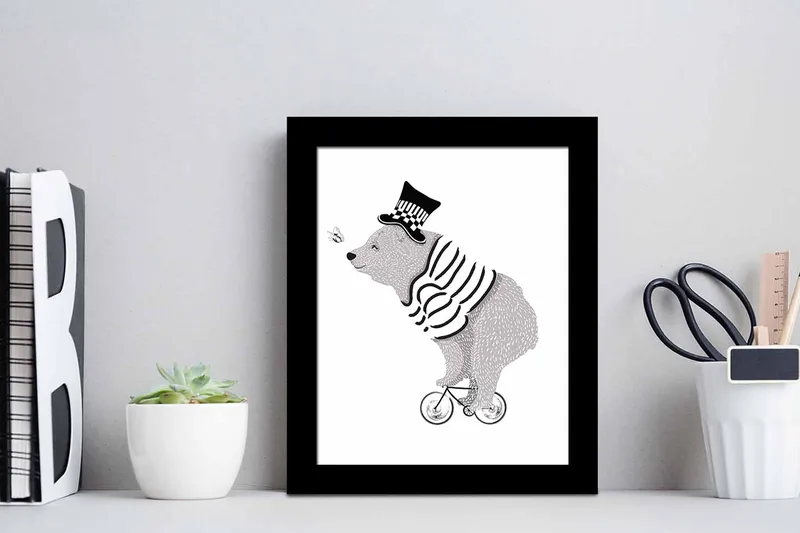 Tavla Animal med Ram Flerfärgad - 23,5x28,5 cm - Inredning & dekor - Tavlor & konst