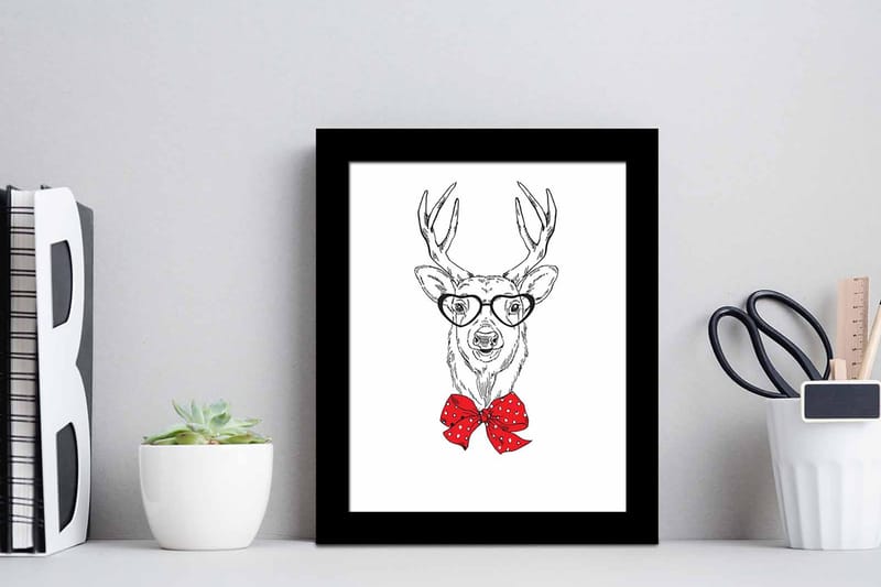 Tavla Animal med Ram Flerfärgad - 23,5x28,5 cm - Inredning & dekor - Tavlor & konst