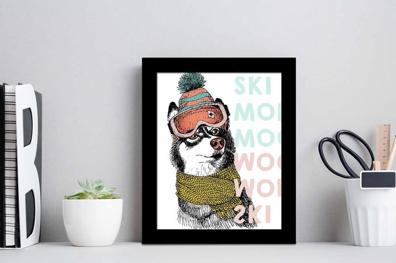 Tavla Animal med Ram Flerfärgad - 23,5x28,5 cm - Inredning & dekor - Tavlor & konst