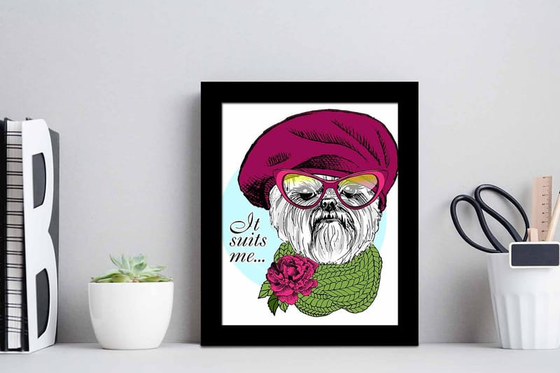 Tavla Animal med Ram Flerfärgad - 23,5x28,5 cm - Inredning & dekor - Tavlor & konst