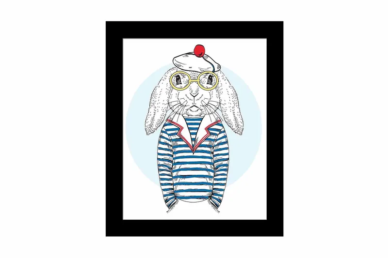 Tavla Animal med Ram Flerfärgad, 23,5x28,5 cm