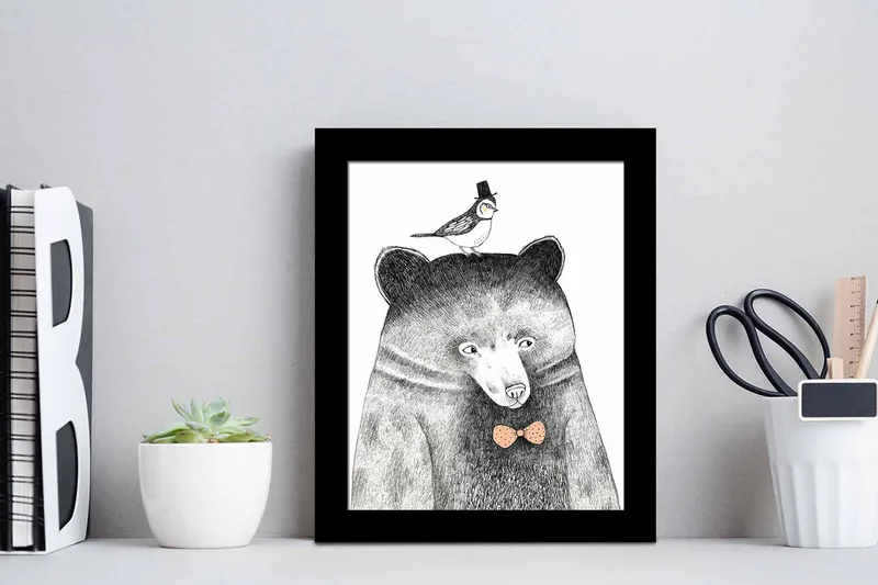 Tavla Animal med Ram Flerfärgad - 23,5x28,5 cm - Inredning & dekor - Tavlor & konst