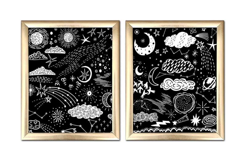 Tavla Astrology Med Ram 2-Pack Flerfärgad 23,5X28,5 - 23,5x28,5 cm - Inredning & dekor - Tavlor & konst