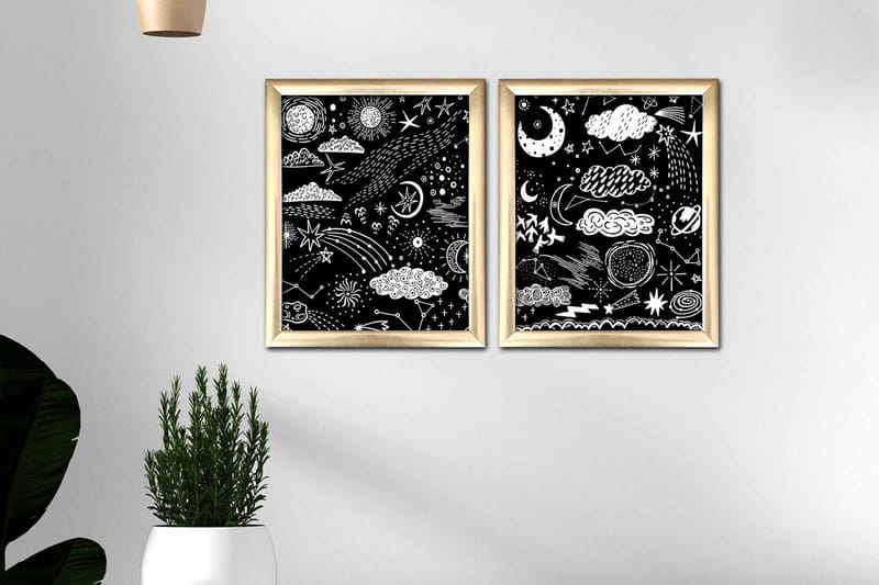 Tavla Astrology Med Ram 2-Pack Flerfärgad 23,5X28,5 - 23,5x28,5 cm - Inredning & dekor - Tavlor & konst