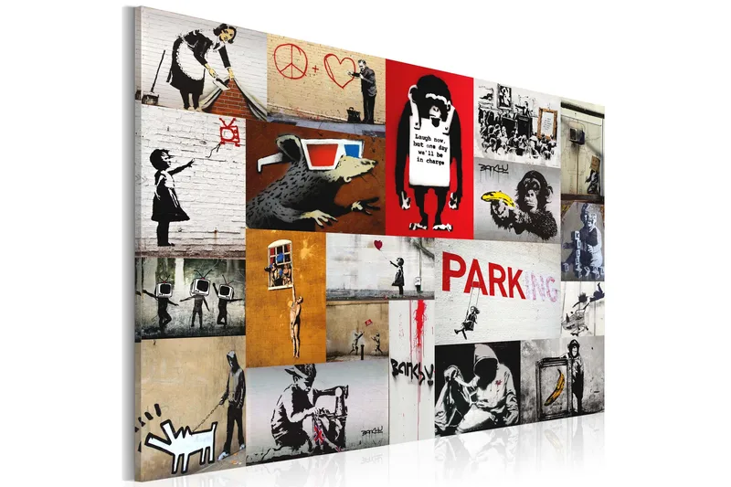 Tavla Banksy Collage 90x60 - Artgeist sp. z o. o. - Inredning & dekor - Tavlor & konst - Canvastavla