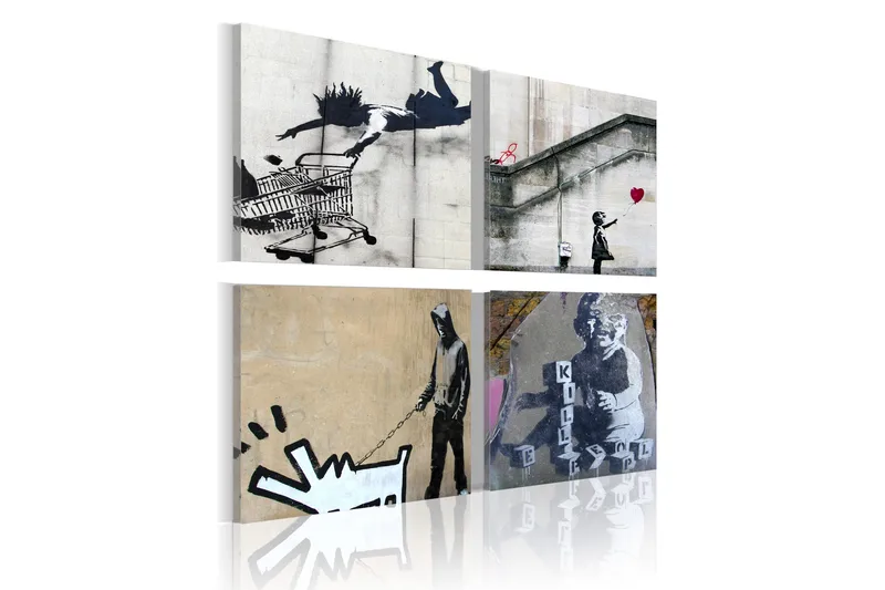 Tavla Banksy Fyra Orginal Idéer 40x40, Artgeist sp. z o. o.