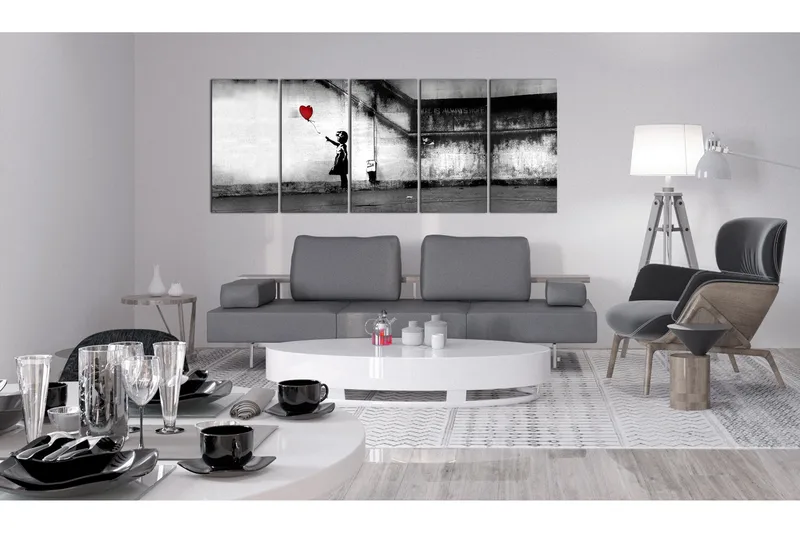 Tavla Banksy Runaway Balloon 225x90 - Artgeist sp. z o. o. - Inredning & dekor - Tavlor & konst - Canvastavla
