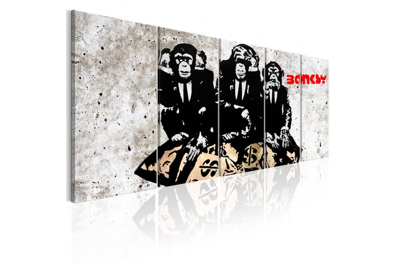 Tavla Banksy Three Monkeys 200X80 Vit|Svart - Artgeist sp. z o. o. - Canvastavla Tavla Banksy Three Monkeys 200X80 Vit|Svart - Artgeist sp. z o. o. - Canvastavla