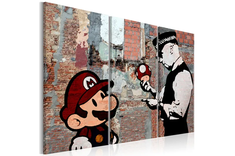 Tavla Banksy Warning 120x80, Artgeist sp. z o. o.