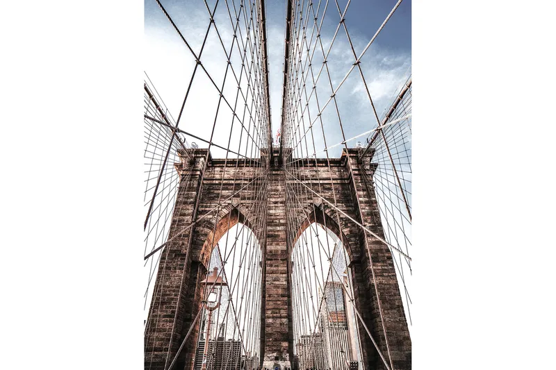 Tavla Brooklyn Bridge Brun|Blå|Beige 70X50, 50x70 cm