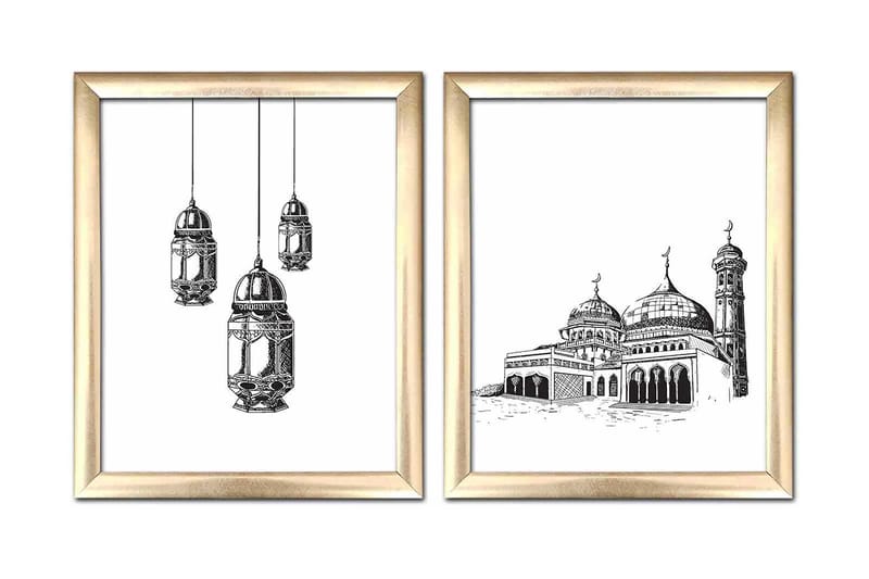 Tavla Building med Ram 2-pack Flerfärgad, 23,5x28,5 cm