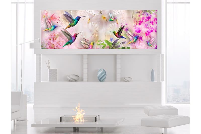 Tavla Colourful Hummingbirds (1 Part) Narrow 135x45, Artgeist sp. z o. o.