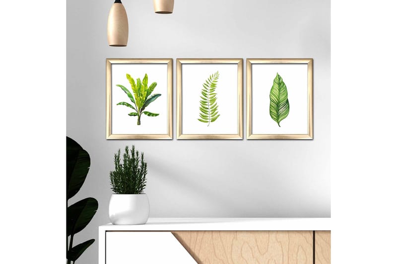 Tavla Floral Med Ram 3-Pack Flerfärgad 23,5X28,5 - 23,5x28,5 cm - Inredning & dekor - Tavlor & konst