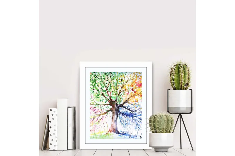 Tavla Floral med Ram Flerfärgad - 23,5x28,5 cm - Inredning & dekor - Tavlor & konst