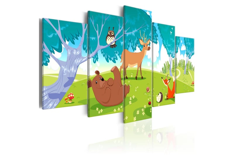 Tavla Friendly Animals 5 Parts 100x50, Artgeist sp. z o. o.