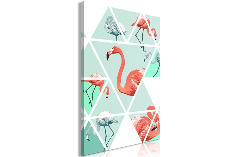 Tavla Geometric Flamingos (1 Part) Vertical 60x90 - Artgeist sp. z o. o. - Inredning & dekor - Tavlor & konst - Canvastavla