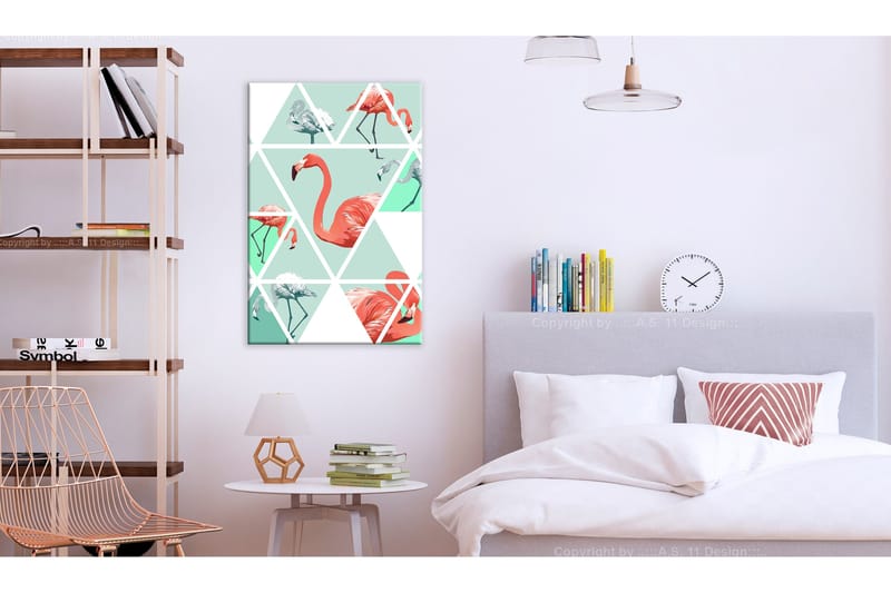 Tavla Geometric Flamingos (1 Part) Vertical 60x90, Artgeist sp. z o. o.