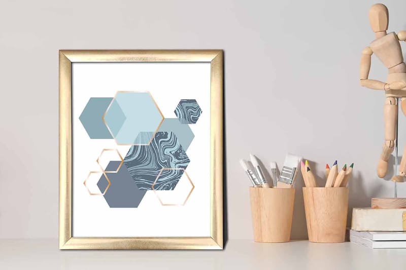 Tavla Geometrical Med Ram Flerfärgad 23,5X28,5 - 23,5x28,5 cm - Inredning & dekor - Tavlor & konst