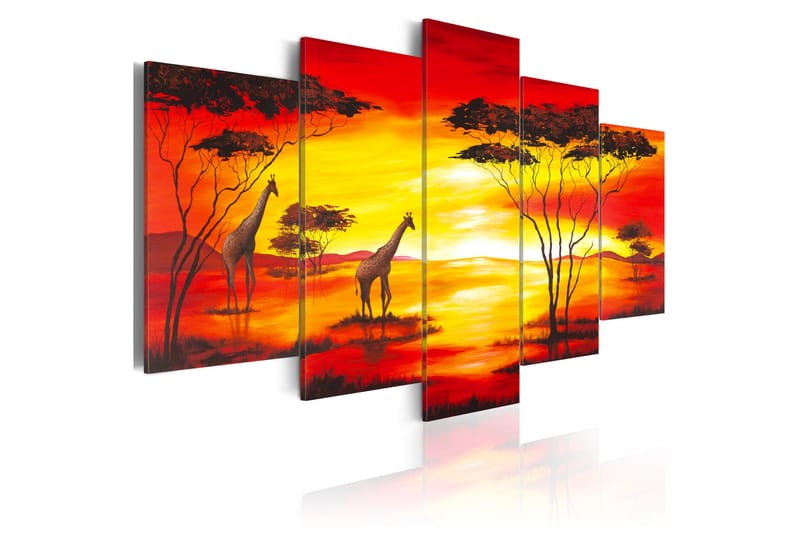 Tavla Giraffer På Bakgrunden Med Solnedgång 200x100 - Artgeist sp. z o. o. - Inredning & dekor - Tavlor & konst - Canvastavla
