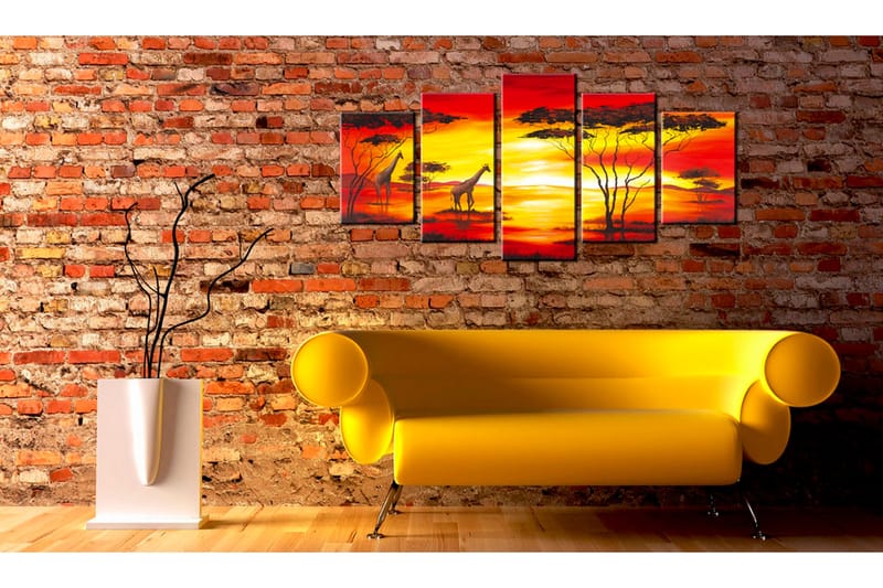 Tavla Giraffer På Bakgrunden Med Solnedgång 200x100 - Artgeist sp. z o. o. - Inredning & dekor - Tavlor & konst - Canvastavla