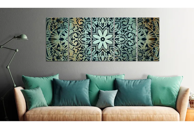 Tavla Green Mandala 225x90 - Artgeist sp. z o. o. - Inredning & dekor - Tavlor & konst - Canvastavla