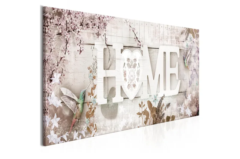 Tavla Home and Hummingbirds (1 Part) Beige Narrow 135x45 - Artgeist sp. z o. o. - Inredning & dekor - Tavlor & konst - Canvastavla