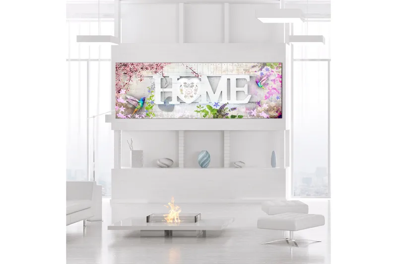 Tavla Home and Hummingbirds (1 Part) Pink Narrow 135x45, Artgeist sp. z o. o.