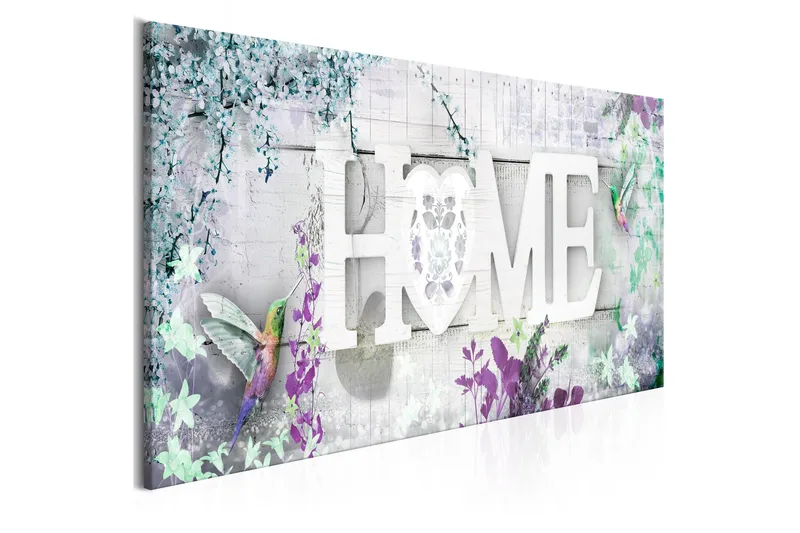 Tavla Home and Hummingbirds (1 Part) Green Narrow 135x45, Artgeist sp. z o. o.