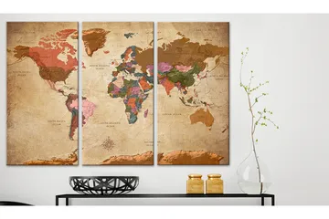Tavla Maps Brown Elegance 90x60 - Artgeist sp. z o. o. - Inredning & dekor - Tavlor & konst - Canvastavla