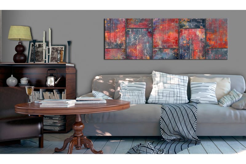 Tavla Metal Mosaic Red 135x45 cm - Inredning & dekor - Tavlor & konst - Canvastavla