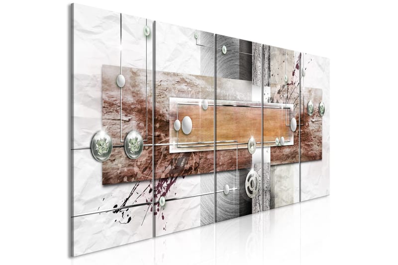 Tavla Mysterious Mechanism 5 Parts Narrow Brown 225x90, Artgeist sp. z o. o.