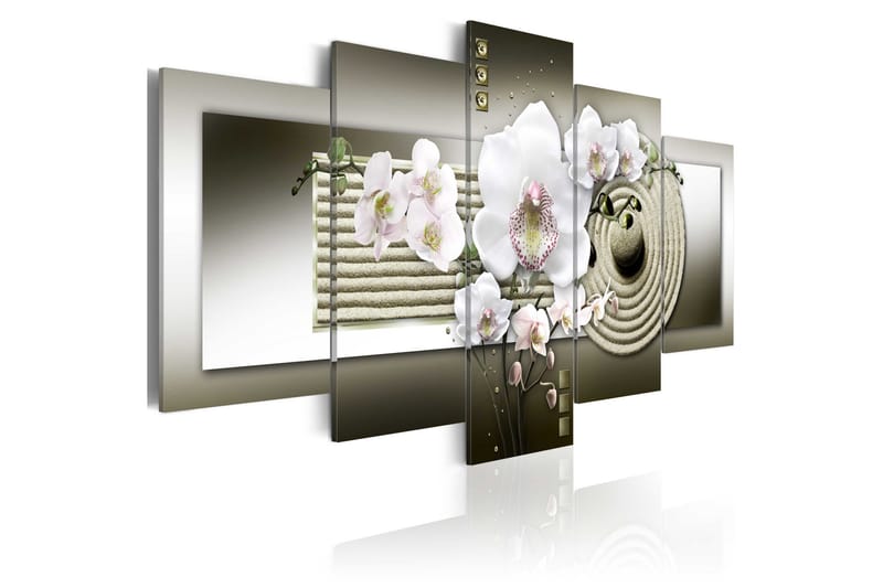 Tavla Orchid And Zen Garden In Grey 200x100, Artgeist sp. z o. o.